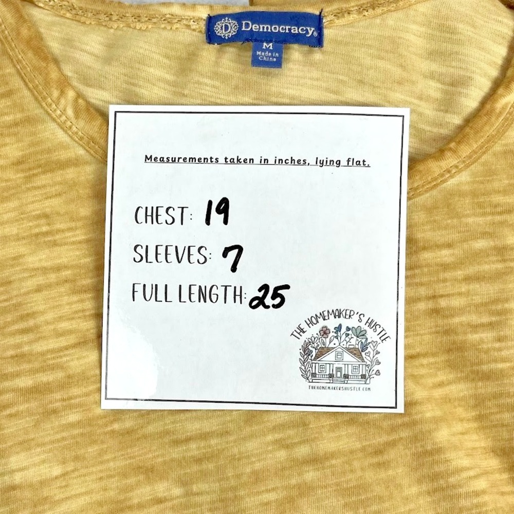DEMOCRACY Women's Gold Mineral Wash Flutter Sleeve Top Size M - Picture 4 of 6